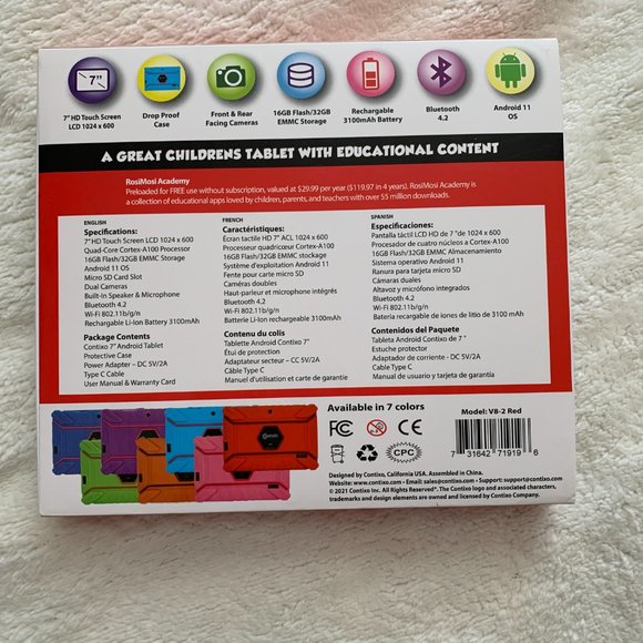 Contixo 7" Kids Tablet 16GB WiFi Android Tablet For Kids Parental Controls - Picture 4 of 4